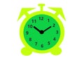 A classic bell ringer bright luminous green table alarm clock icon white backdrop