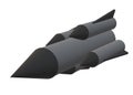 A dark grey long range rocket missile with black warhead white backdrop Royalty Free Stock Photo