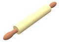 A 3D wooden rolling pin for bakery dough rolling flattening white backdrop