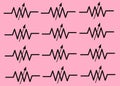 Duplicates of an electrical electronic symbol of a Variable Resistor component rose pink backdrop
