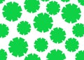 Duplicates of identical same similar green flower repeat patterns white backdrop