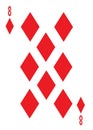 The eight of diamonds card in a regular 52 card poker playing deck