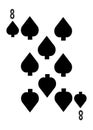 The eight of spades card in a regular 52 card poker playing deck Royalty Free Stock Photo