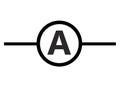 The electrical electronic symbol of an ammeter white backdrop