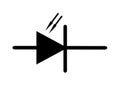 An electrical electronic symbol sign of a Photodiode white backdrop