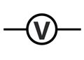 The electrical electronic symbol of the voltmeter white backdrop