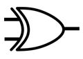 An electrical electronic symbol of an XOR logic gate used in line diagram white backdrop