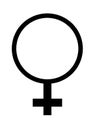 The female gender sign symbol against a white backdrop