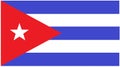 The flag of Cuba with blue and white alternate horizontal stripes white five pointed star against a red triangle keeping left