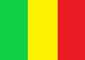 The flag of Mali in West Africa with three vertical bands of green yellow and red