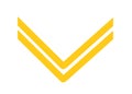A golden yellow army police Corporal rank insignia white backdrop