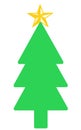 A green Christmas tree outline shape with star topper against a white backdrop Royalty Free Stock Photo