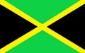 The Jamaica Flag with a gold saltire dividing top bottom green and hoist fly black