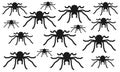 Many several identical same similar large spiders against a white backdrop Royalty Free Stock Photo