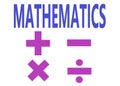 Mathematics with the addition subtraction multiplication and division symbols white backdrop