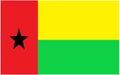 The national flag of Guinea-Bissau with Pan African colors of red green and gold yellow