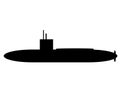 An outline silhouette shape of a military combat naval submarine in black Royalty Free Stock Photo