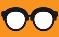 A pair of glasses spectacles bold black silhouette against a orange backdrop