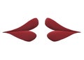 A pair of identical mirror symmetrical image of a pair of ruby red ladies lips facing each other Royalty Free Stock Photo