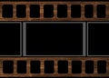 Partial view of a roll of old analogue camera photo film negatives