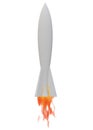 A plain simple light grey rocket fired upwards into the air white backdrop Royalty Free Stock Photo