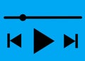 The playback fast forward back track and track playback duration timeline symbols light blue turquoise backdrop Royalty Free Stock Photo