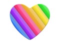 A rainbow painted heart with colorful diagonal stripes against a white backdrop Royalty Free Stock Photo