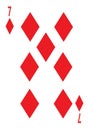 The seven of diamonds card in a regular 52 card poker playing deck Royalty Free Stock Photo