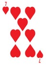The seven of hearts card in a regular 52 card poker playing deck Royalty Free Stock Photo