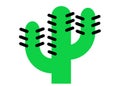 A simple illustration of a green cactus plant with black spikes against a white backdrop Royalty Free Stock Photo