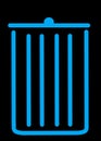 A simple light blue turquoise trashcan icon black backdrop