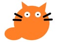 A simple outline shape of an orange tabby fat cat white backdrop