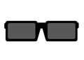 A simple outline shape of a sun shade glasses with black frames white backdrop