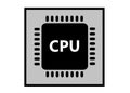 A simple outline shape symbol of a central processor unit CPU for a computer white backdrop