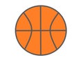 A simple outline silhouette shape of an orange basketball white backdrop Royalty Free Stock Photo