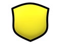 A simple shape of a yellow shield with a black bold outline white backdrop