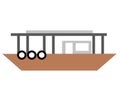 A simple simplified outline shape of a bumboat white backdrop