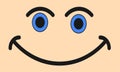 A simple smiling face with deep blue eyes against a beige backdrop Royalty Free Stock Photo