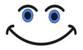 A simple smiling face with deep blue eyes against a white backdrop Royalty Free Stock Photo