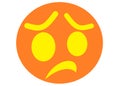A simple symbol emoticon of a sad facial expression white backdrop