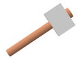 A single 3D stone hammer tool with wooden shaft white backdrop