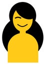 A smiling golden skinned lady with retro nostalgic hairstyle white backdrop