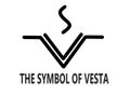 The symbol of Vesta with description words white backdrop