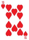 The ten of hearts card in a regular 52 card poker playing deck Royalty Free Stock Photo