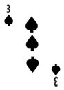 The three of spades card in a regular 52 card poker playing deck Royalty Free Stock Photo