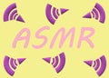 Autonomous Sensory Meridian Response ASMR with sound wave symbols in shades of pink against a light yellow backdrop