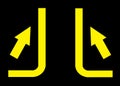 Yellow line marking to let passenger alight first before boarding line markings with a clear path in the center and waiting at the