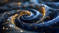 a computer generated image of a blue and gold swirl