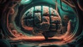 A computer generated image of a brain in an alien environment, AI Royalty Free Stock Photo