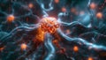 A computer generated image of a brain cell with a glowing center Royalty Free Stock Photo